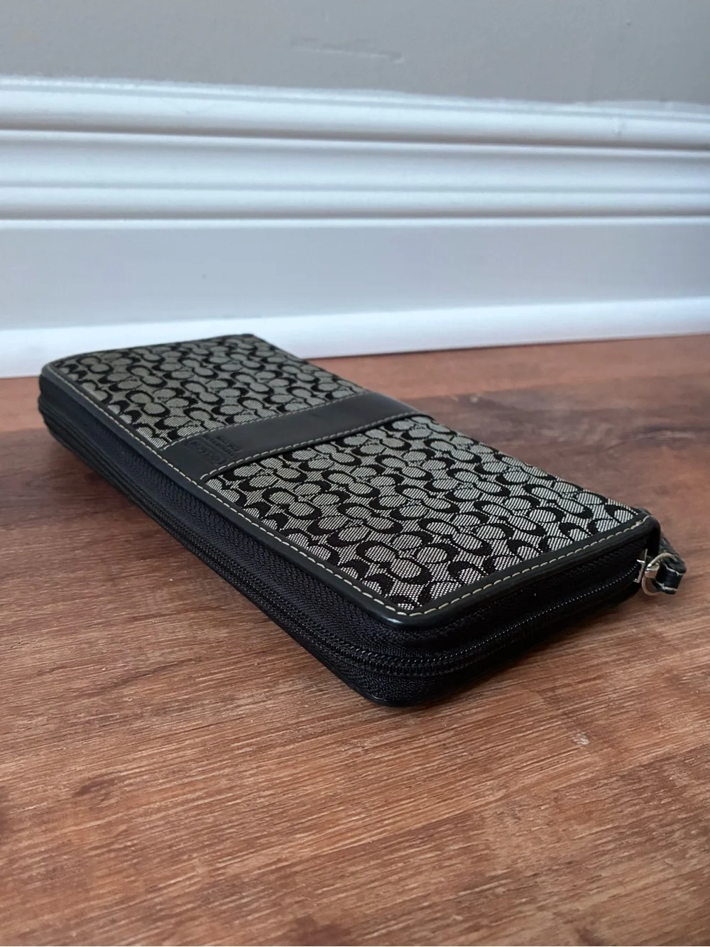 Coach Signature Jacquard Monogram Zip Around Long Wallet